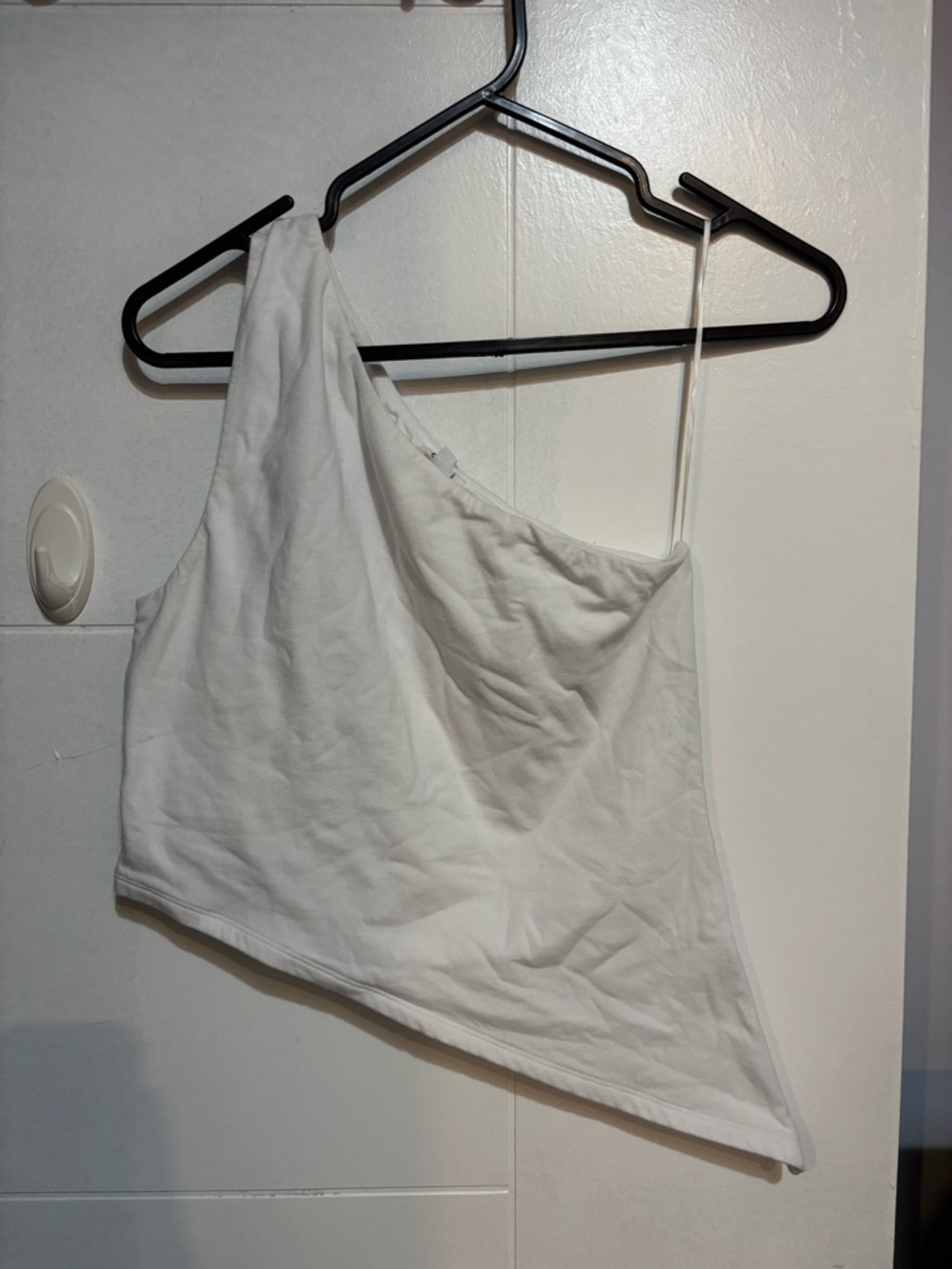 Garage White One-Shoulder Crop Top